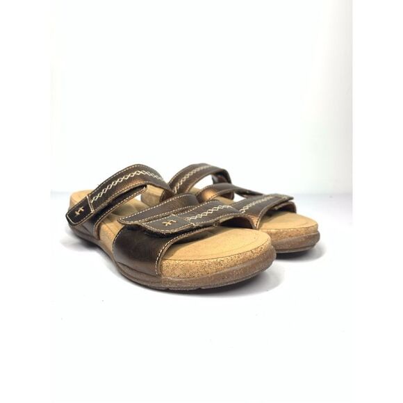 Clarks Collection Roseville Bay Bronze Metallic Open Toe Sandals Women 7.5 - Picture 1 of 9
